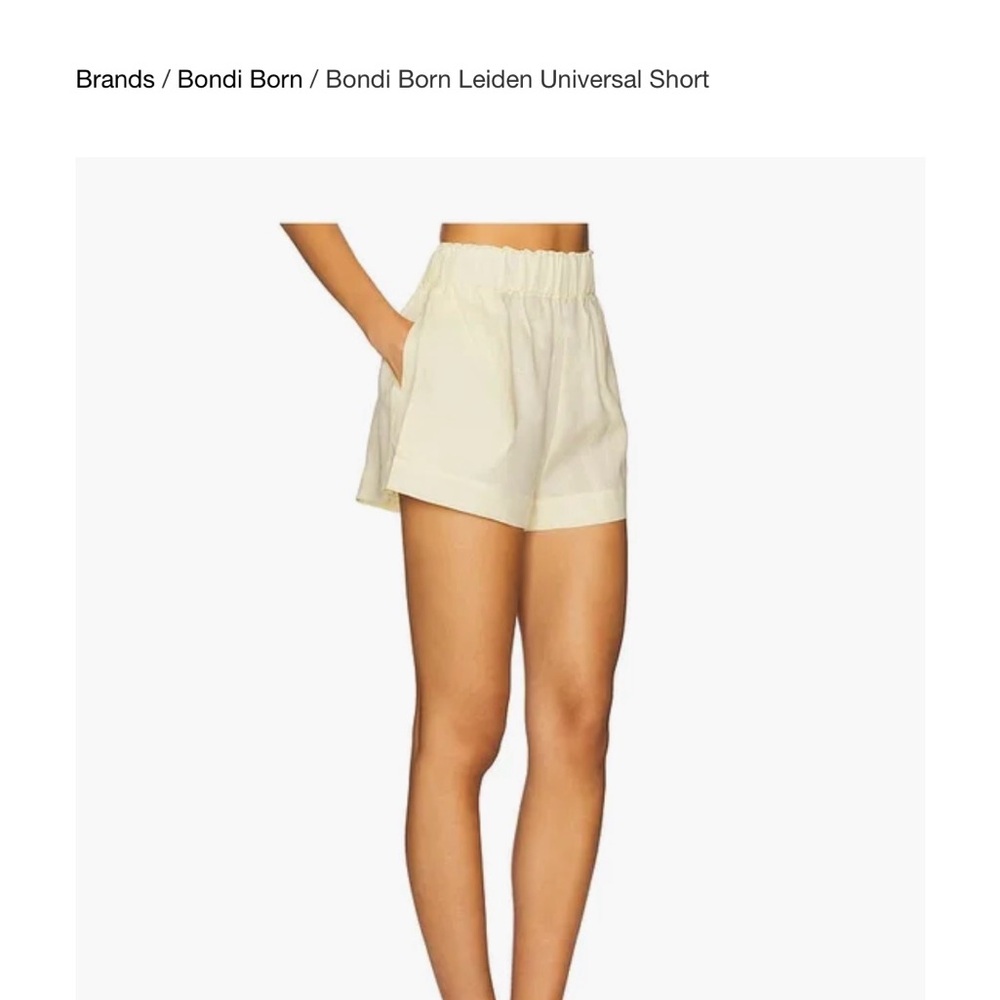 BONDI BORN Cream High-Waist Elastic Shorts